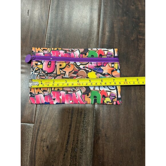 Ipsy Graffiti Print Makeup Bag With Purple Zipper Multicolor Lightweight Artsy - Picture 6 of 8